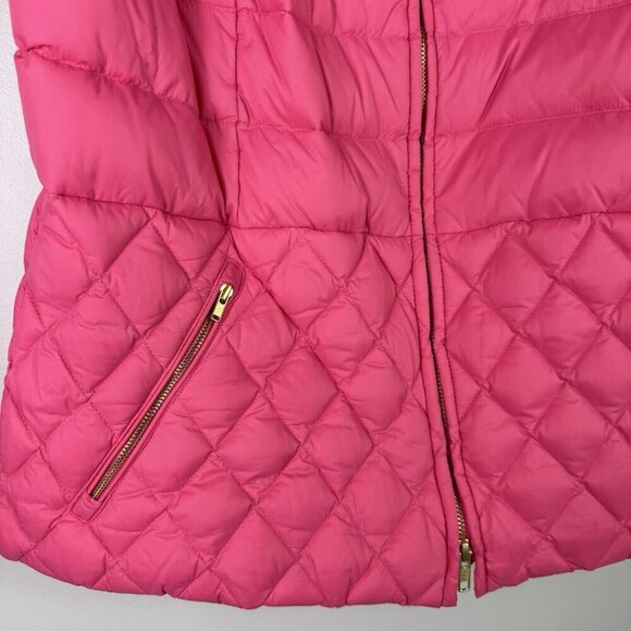 Talbots Pink Down Puffer Vest Womens Large Quilted Zip Front Warm Jacket Winter - Picture 4 of 7